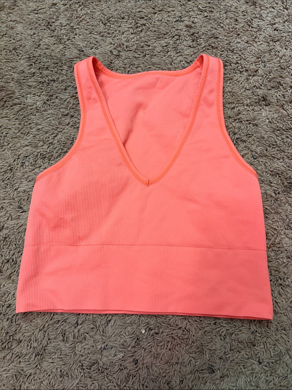 Athleta Coral Ribbed V-Neck Crop Tank